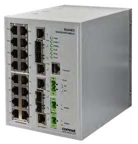 Hardened Managed L2+ Switch, 4 SFP, 16 RJ45, High Voltage, Substation-Rated